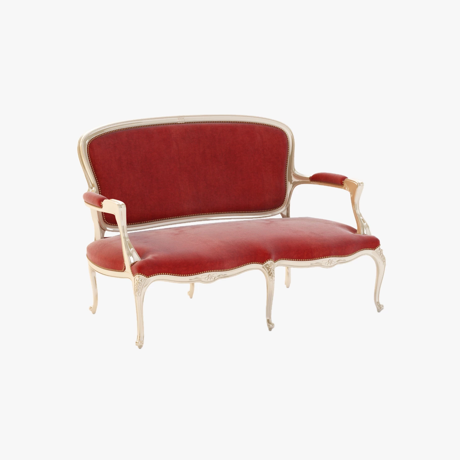 French 19th Century Settee 3D Model_01